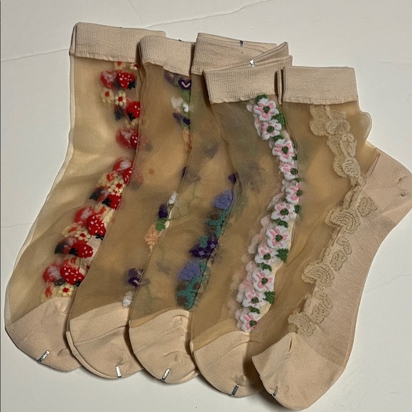 Accessories - Floral and Patterned Sheer Socks Set